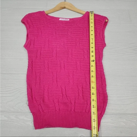 Knit Sleeveless Sweater 100% cotton Made in USA - Picture 3 of 7